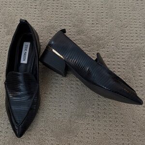 Steve Madden Textured Black Slip-On Loafers